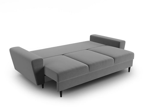 Cosmopolitan Design Slaapbank met opbergdoos Kyoto 3-zits, flueel lichtgrijs - 100x235x88cm