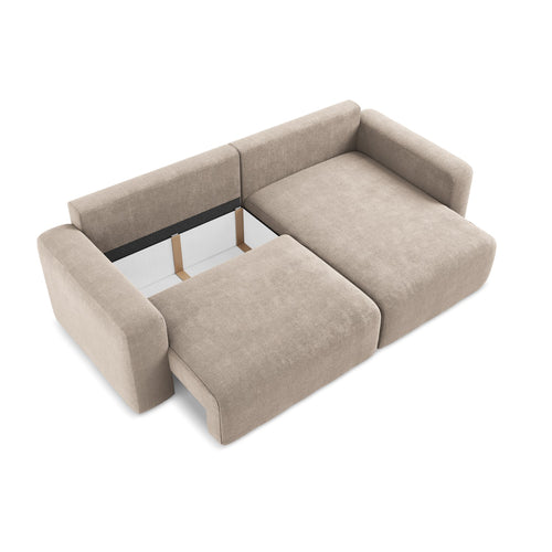 LaMiaSofa hoekbank rechts Ostia - chenille stof - donkerbeige - 244x149x79