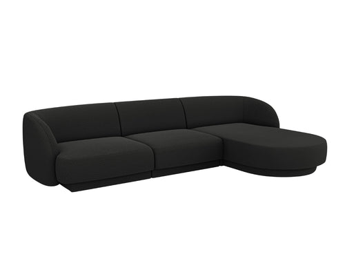 Micadoni rechter hoekbank Miley 4-zits, boucle zwart - 156x255x70cm