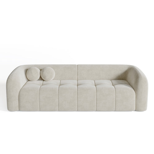 Sia Home - Rechte bank HAUSSMANN - Fluweel - Crème - 226cm