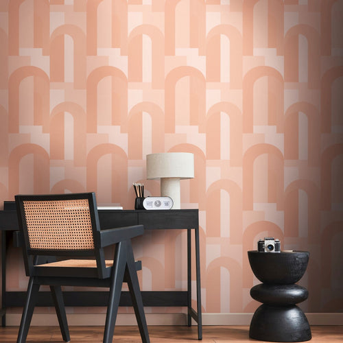 Livingwalls behang art deco motief oranje en beige - 53 cm x 10,05 m - AS-391702 - vtwonen shop