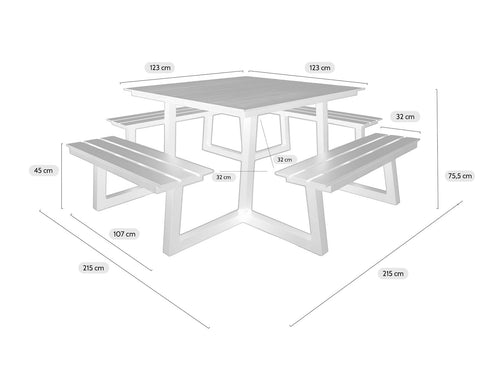 MaximaVida vierkante aluminium picknicktafel Dex 215 cm olijfgroen - lage instap - vtwonen shop