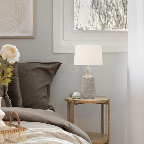 HOME DELUXE Kleine tafellamp in steenlook CARO - Wit - vtwonen shop