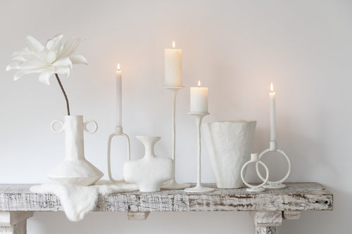 J-Line bloem Tak Korte Bladeren 1 Kop Eva - polyresin - wit - 12 stuks - vtwonen shop