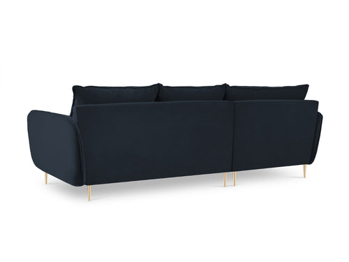 Cosmopolitan Design linker hoekbank Vienna 5-zits, flueel, donkerblauw - 170x255x95cm