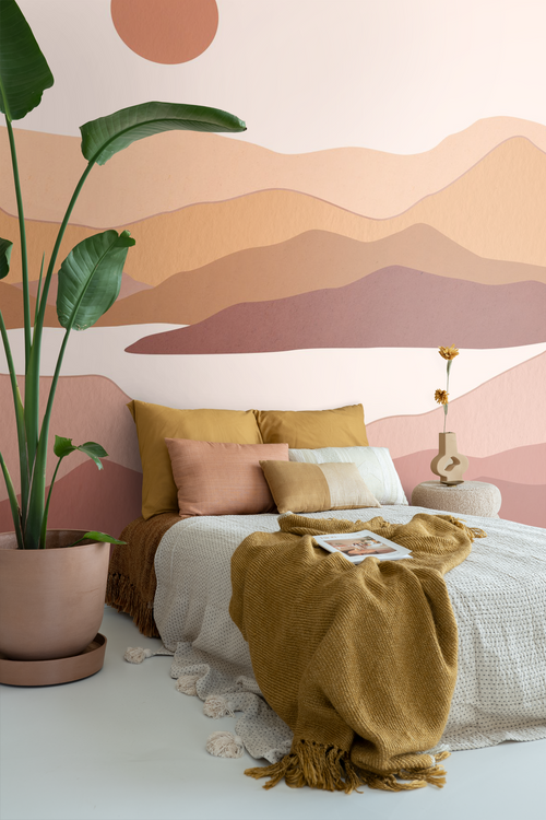 ESTAhome fotobehang woestijn landschap terracotta roze en terracotta bruin - 250 x 279 cm - 159477 - vtwonen shop