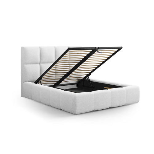 Cosmopolitan Design - Opbergbed met hoofdeinde Livigno 200x140cm structurele stof koel lichtgrijs - 230x165x125cm