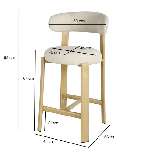 DÉJA Living Barstoel Märsta - Beige/Naturel Stof - Zithoogte 67cm - Set van 2 - vtwonen shop