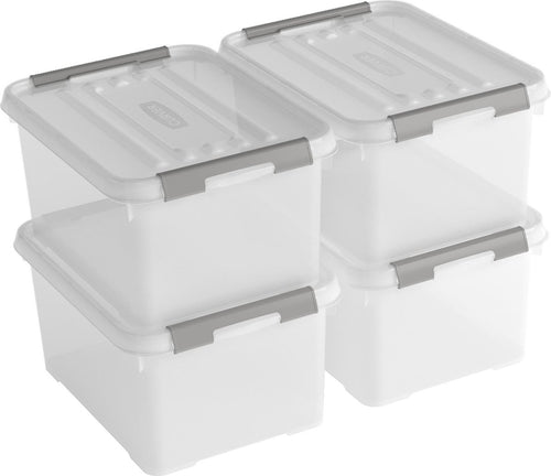 Curver Handy+ Opbergbox - 15L - 4 stuks - Transparant met deksel - vtwonen shop