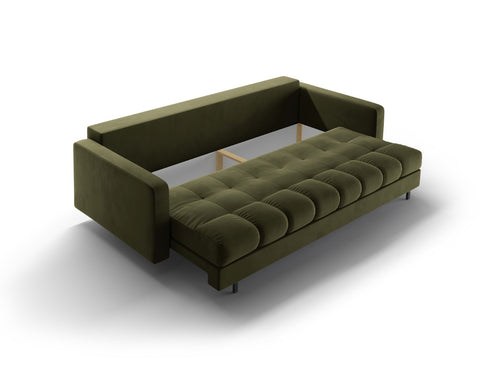 Cosmopolitan Design Slaapbank met opbergdoos Bali 3-zits, flueel groente - 84x222x105cm