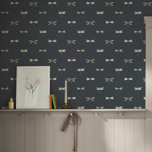 Sophie Allport Vliesbehang Kinderkamer - Watercolour Dragonfly Oundle Navy