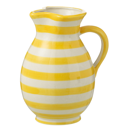 J-Line kruik Granada Stripes - keramiek - wit/geel - medium