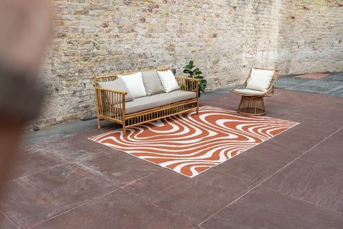 Interieur05 Buitenkleed Swirl Rechthoek - Roest - Dubbelzijdig - 200 x 290 cm - vtwonen shop