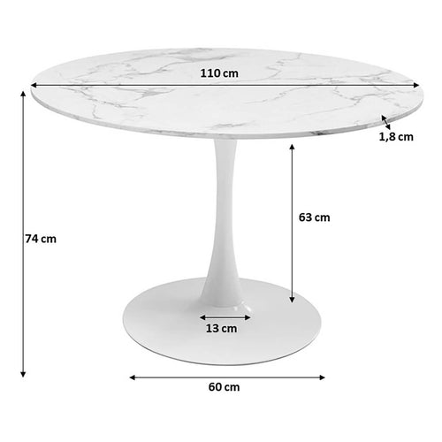 Kare Design Eettafel Veneto Ø110cm marmer wit - vtwonen shop