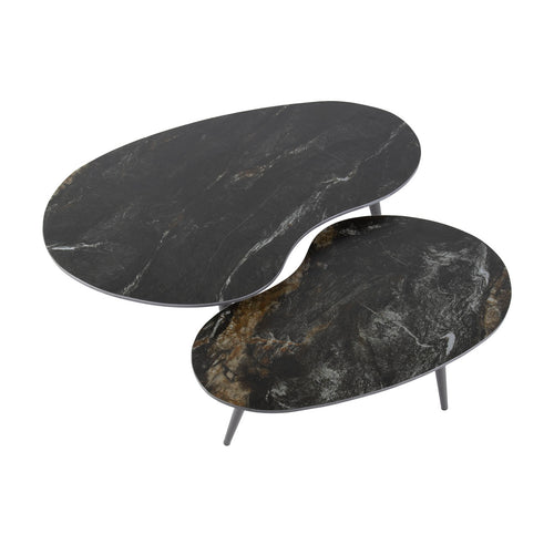 Giga Meubel Salontafel Fossil - Zwart Keramiek - Set van 2 - 91x55x35cm - vtwonen shop