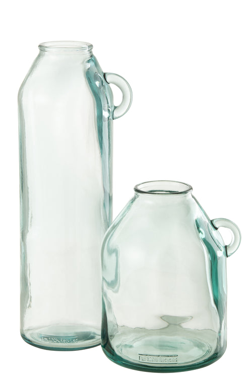 J-Line vaas Handvat Cilinder - gerecycleerd glas - large - 45 cm hoog - vtwonen shop