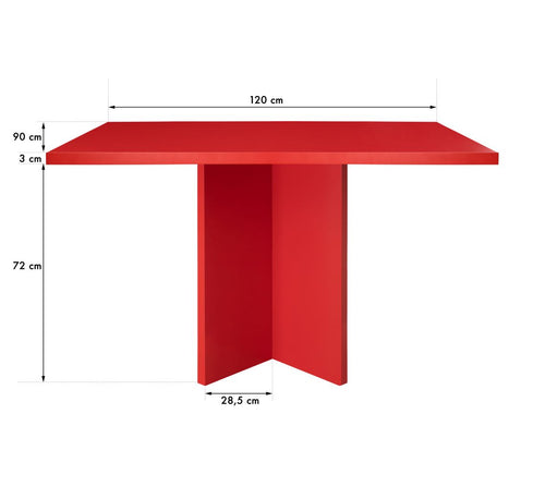 Really Nice Things - eettafel Mathilda - MDF - rechthoekig - 120x90 cm -  rood - vtwonen shop