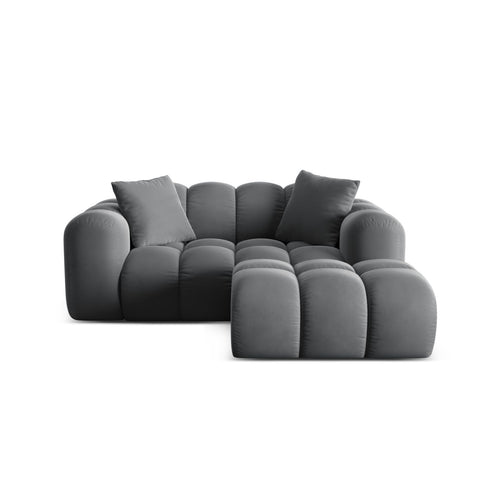 Cosmopolitan Design - Rechter hoekbank Treno 2-zits, flueel grijs - 164x180x70cm