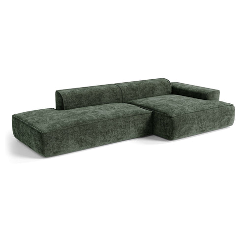 Premium Interiors - Rechthoekige hoekbank HANA - fluweel weefsel olijfgroen 300cm