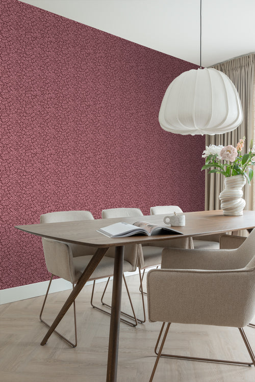 ESTAhome behang bloemetjes aubergine paars - 50 x 900 cm - 131672 - vtwonen shop