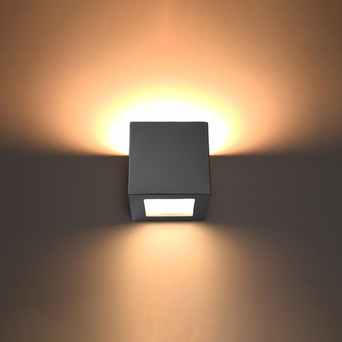Sollux Lighting Wandlamp keramiek LEO grijs - 14x14x14cm