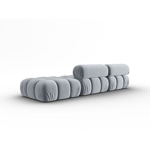 Cosmopolitan Design - Linker modulaire bank Cortina 4-zits, flueel lichtblauw - 94x282x70cm