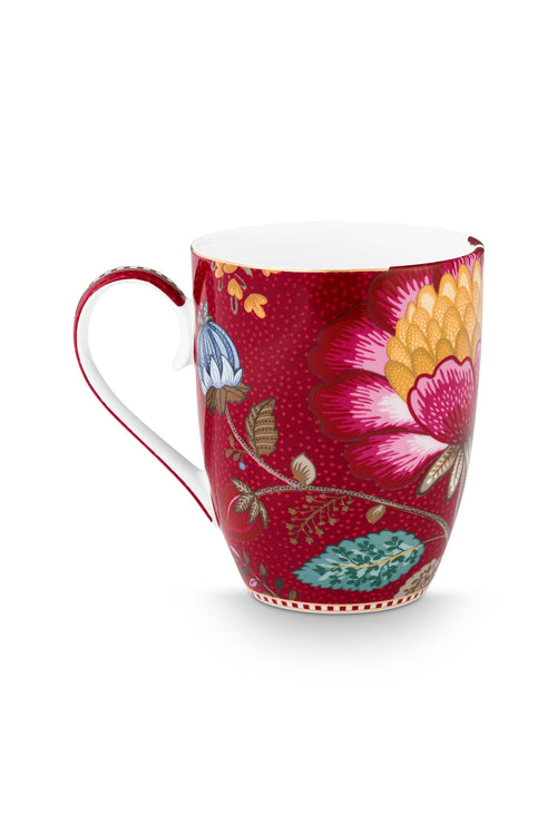 Pip Studio - Blooming Tales Fantasy Dark Red - Set van 2 Mokken Large - Koffiekopjes - 365ml