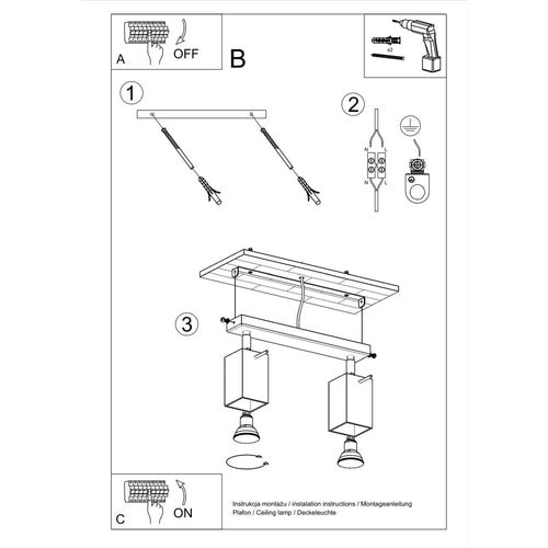 Sollux Lighting Plafondlamp MERIDA 2 wit - 30x6x16cm