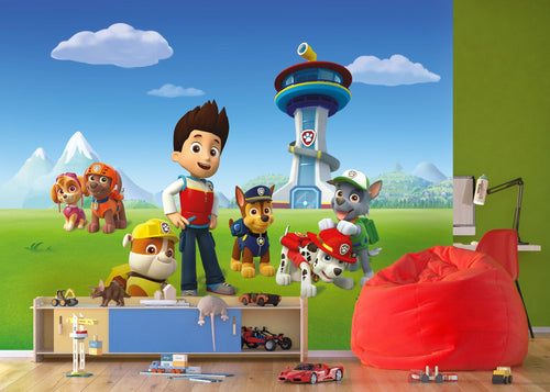 Sanders & Sanders fotobehang PAW patrol blauw, groen en rood - 375 x 270 cm - 600598