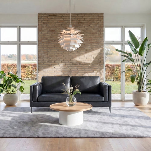 Furnhouse 2-zitsbank Valencia - Zwart - Leer - 88x157x83
