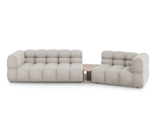 Cosmopolitan Design Rechte modulaire bank Sky 3-zits, flueel, lichtbeige - 148x353x70cm