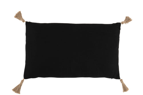 J-Line kussen Geweven Rechthoek - polyester - zwart/beige - vtwonen shop