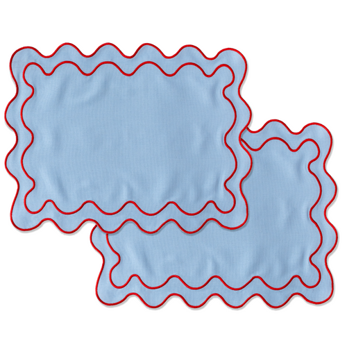 Kulu Club placemats Wavy - linnenmix - blauw - set van 2 - vtwonen shop