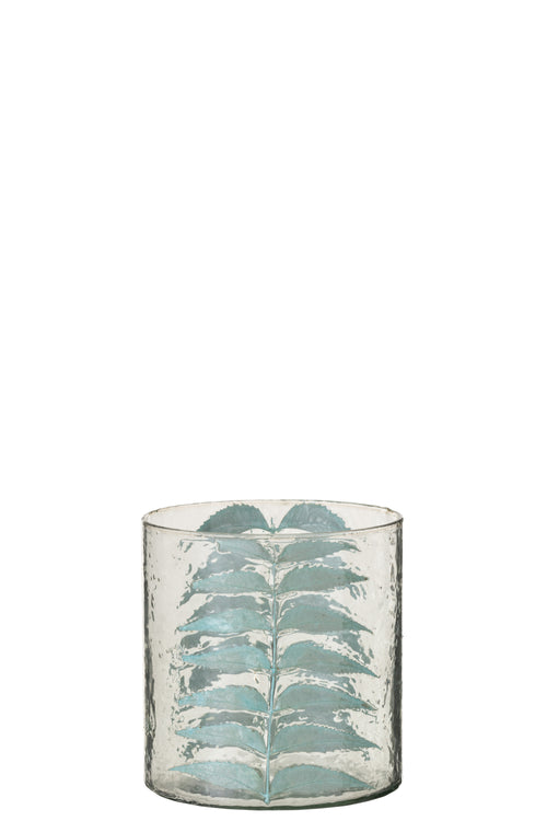 J-Line vaas Blad - glas - transparant/blauw - small - Ø 15 cm - vtwonen shop