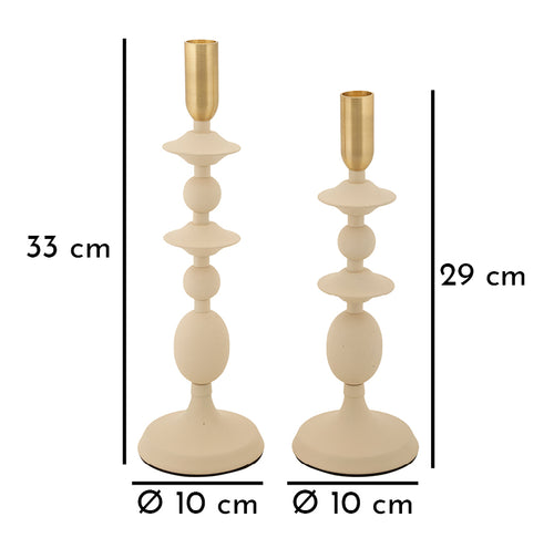 Mauro Ferretti kaarsenhouder - set van 2 - crème/goud