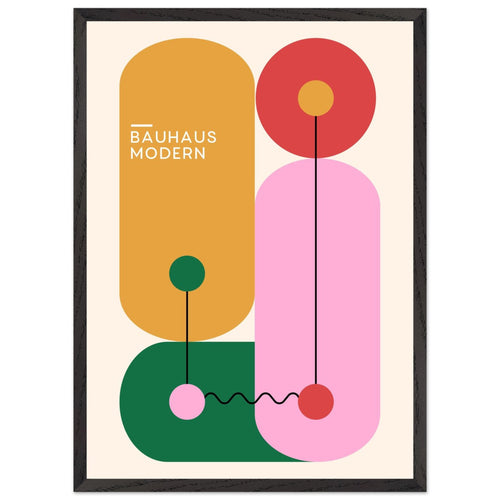 Artfulprints Poster met Lijst Bauhaus - Modern art   - 50x70 cm - Meerkleurig