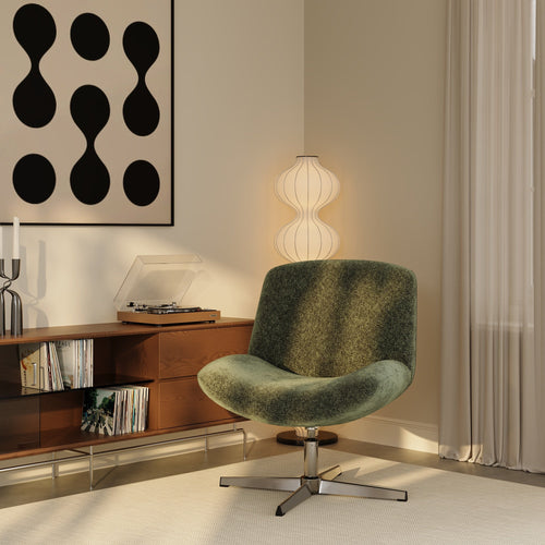 Premium Interiors - Draaistoel ABY - getextureerd fluweel vintage groen 66cm