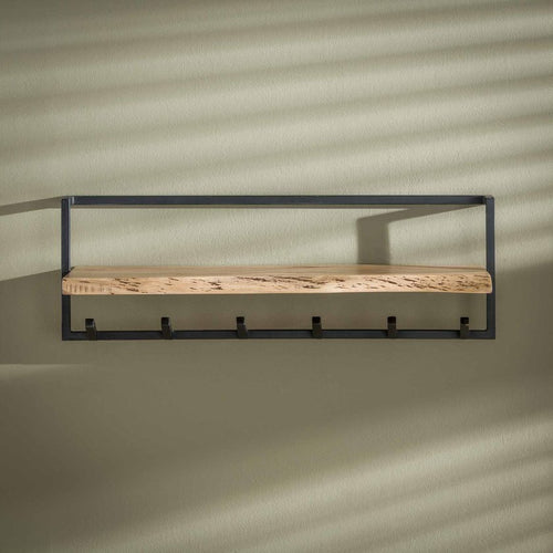 Giga Meubel Kapstok Edge - Naturel Acaciahout - 6-Haken - 100x25x32cm