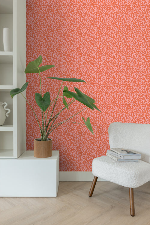 ESTAhome behang koraal oranje en roze - 50 x 900 cm - 131015