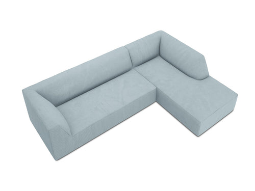 Micadoni rechter hoekbank Ruby 4-zits, ribfluwelen, lichtblauw - 180x273x69cm
