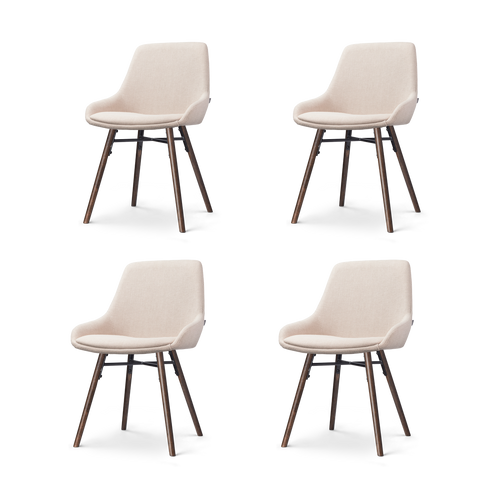 Celia Eetkamerstoelen Set van 4 Beige Walnoot | Leen Bakker Celia Eetkamerstoelen Set van 4 Beige Walnoot | Leen Bakker