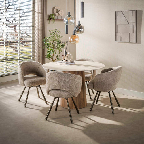 Giga Living Eettafel Romano - Rond Travertin - Ø120x75cm