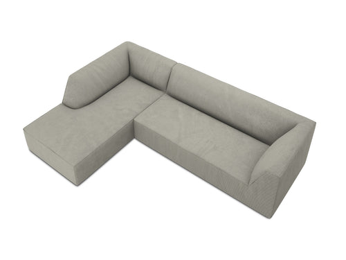 Micadoni linker hoekbank Ruby 4-zits, ribfluwelen, lichtgrijs - 180x273x69cm