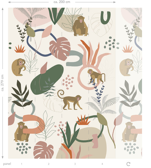 ESTAhome fotobehang jungle apen multicolor - 200 x 279 cm - 159245 - vtwonen shop