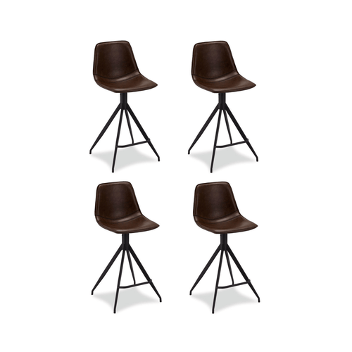 Furnhouse barkruk Isabel - Donkerbruin - Kunstleer - Set van 4