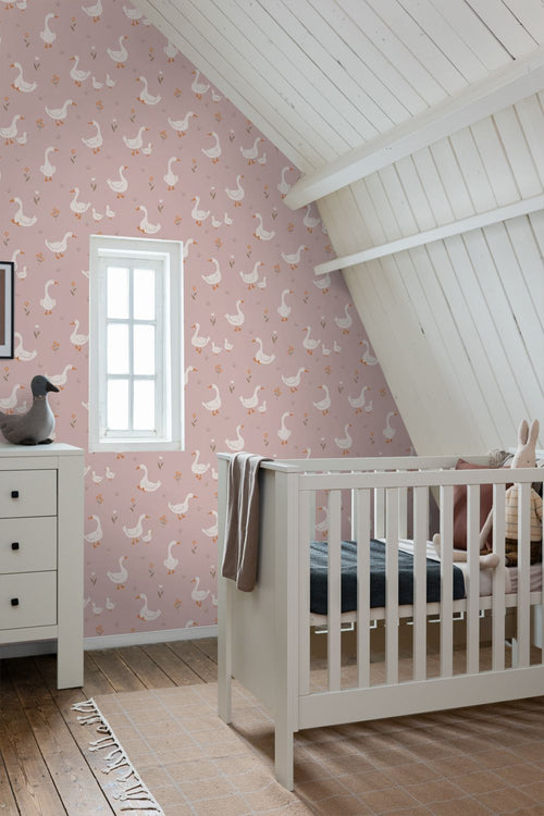 ESTAhome behang schattige ganzen roze - 50 x 900 cm - 131829