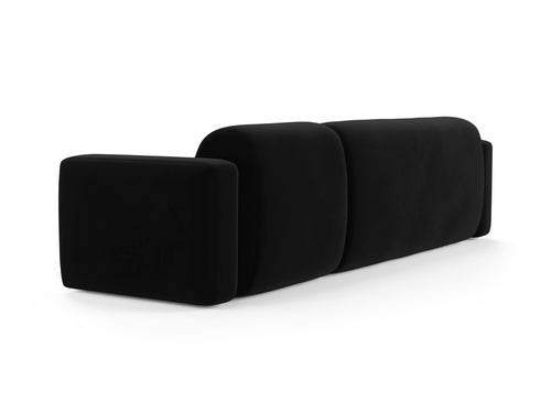 Cosmopolitan Design Modulaire hoekbank links Strino 3-zits, flueel zwart - 136x308x78cm