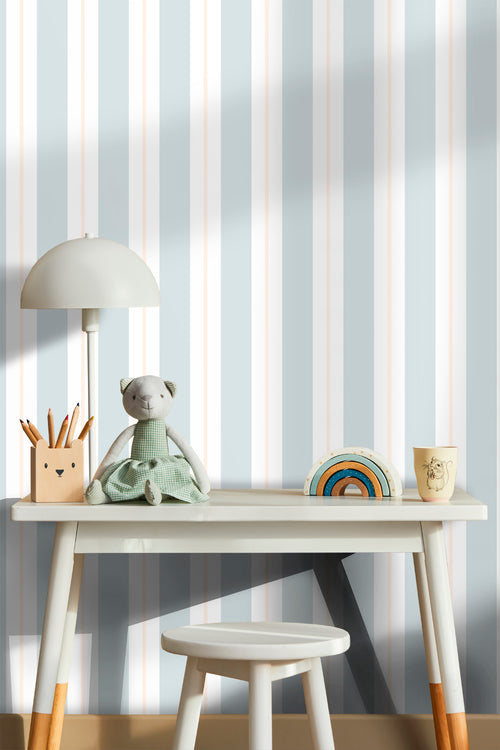 Sanders & Sanders behang strepen vergrijsd blauw - 53 cm x 10 m - 640307