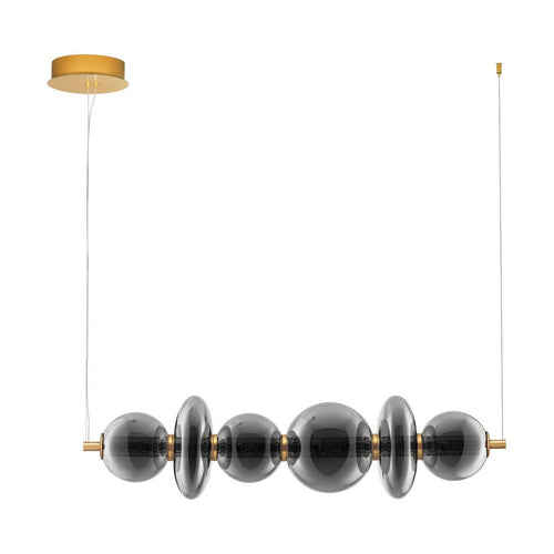 Nova Luce NAVI Hanglamp voor aan het plafond, messing goud, rookgrijs, Triac dimbare LED 29W 3472lm 3000K