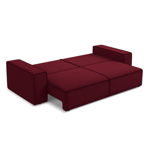 LaMiaSofa 3-zits slaapbank Livorno - velours - bourgondië - 255x105x85